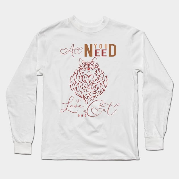 All You Need Is Love And a Cat Long Sleeve T-Shirt by FlyingWhale369